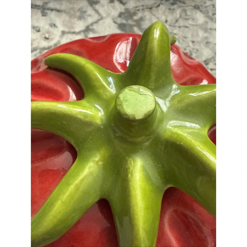 Vintage Ceramic Red Strawberry Cookie Jar Gorgeous 10